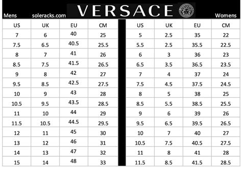 versace schuhgrößen|versace size chart.